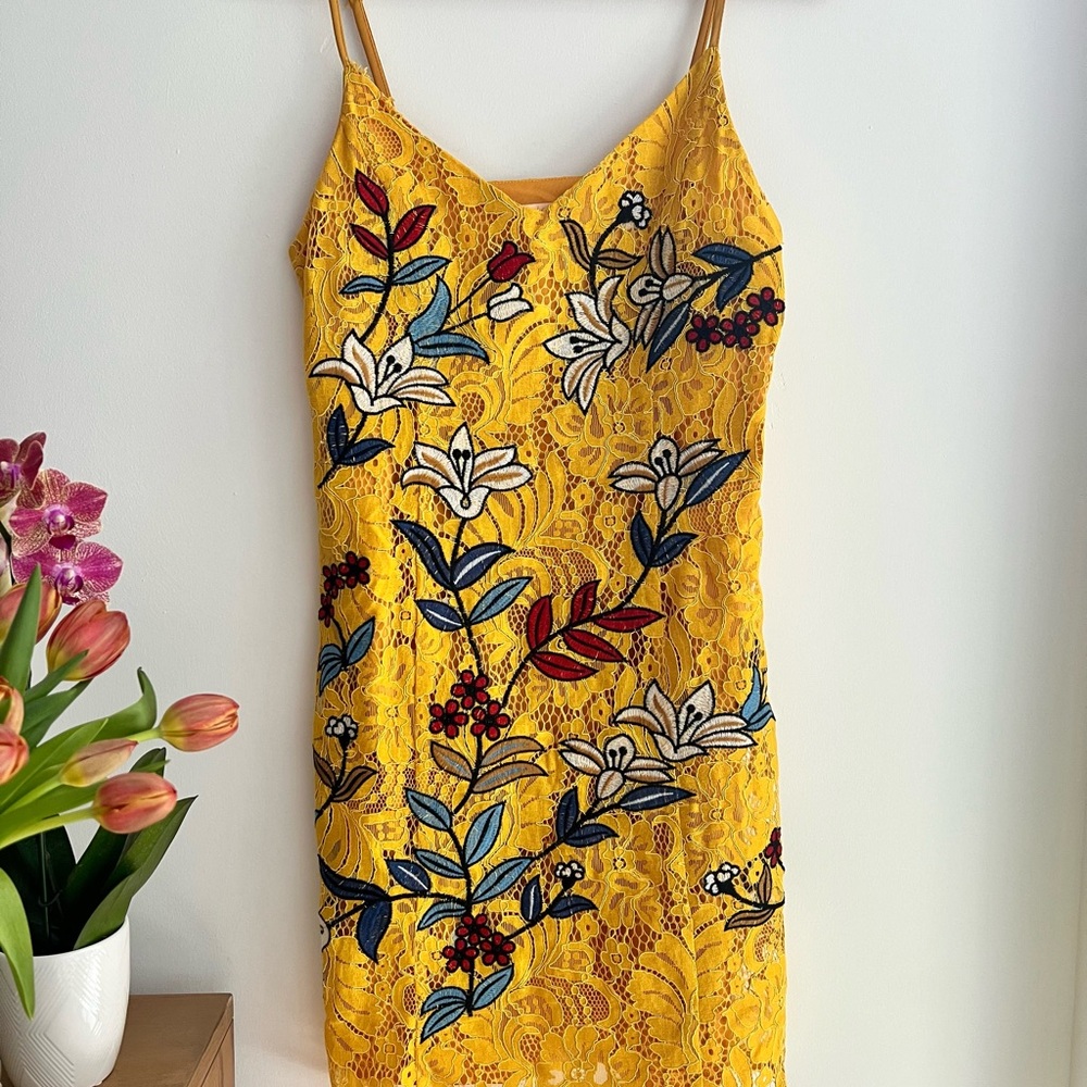 Nasty gal Floral Yellow Lace Dress - Picture 2 of 6